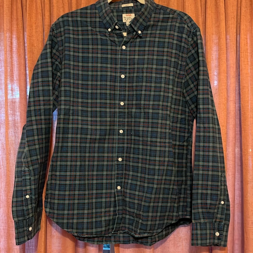 J Crew Plaid Cotton Oxford size large